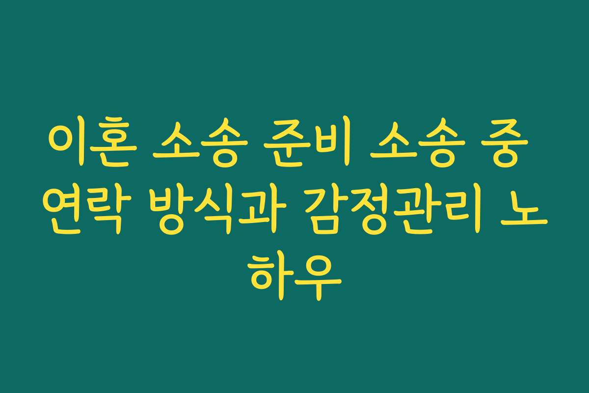 이혼 소송 준비 소송 중 연락 방식과 감정관리 노하우