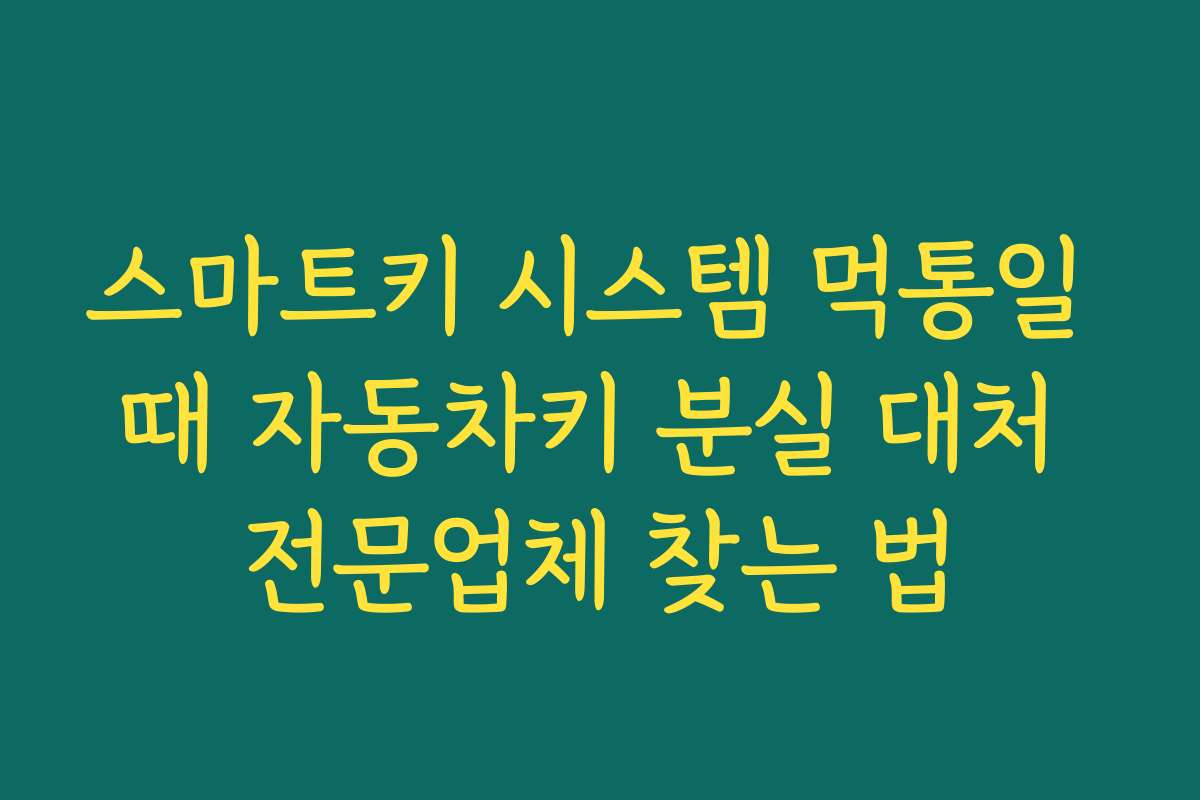 스마트키 시스템 먹통일 때 자동차키 분실 대처 전문업체 찾는 법