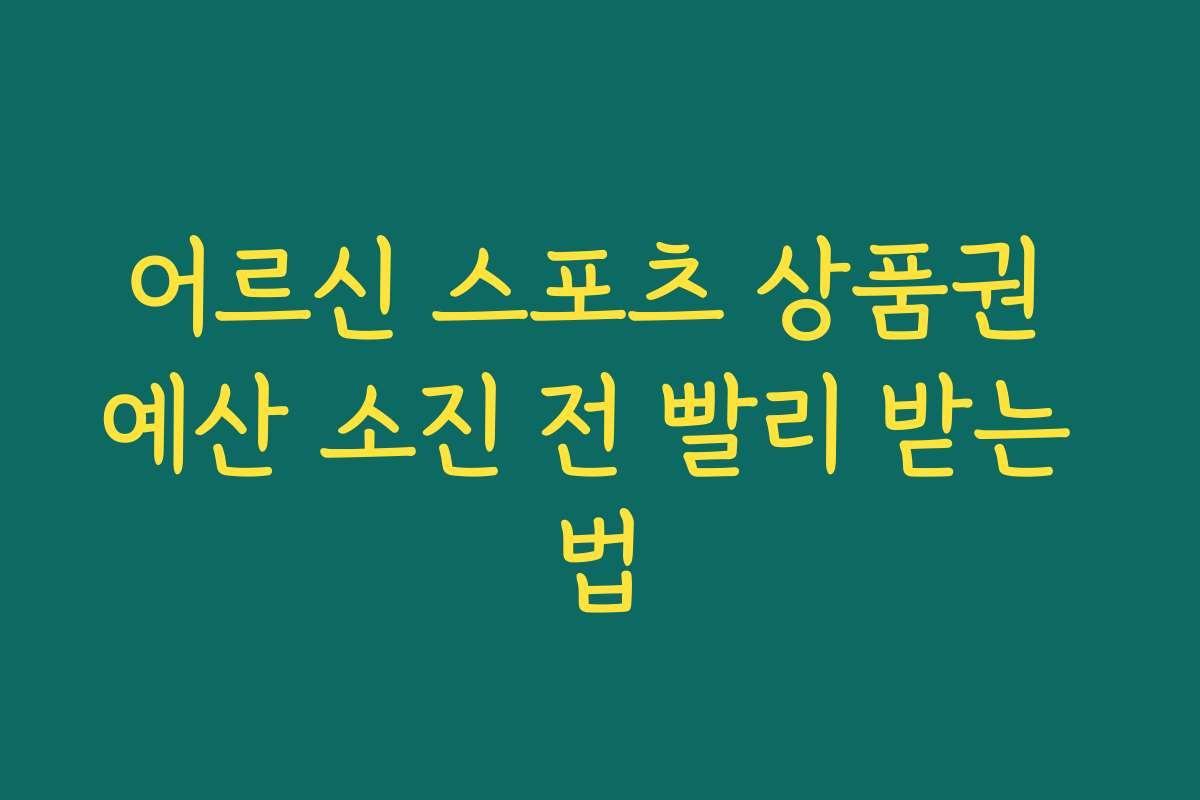 어르신 스포츠 상품권 예산 소진 전 빨리 받는 법