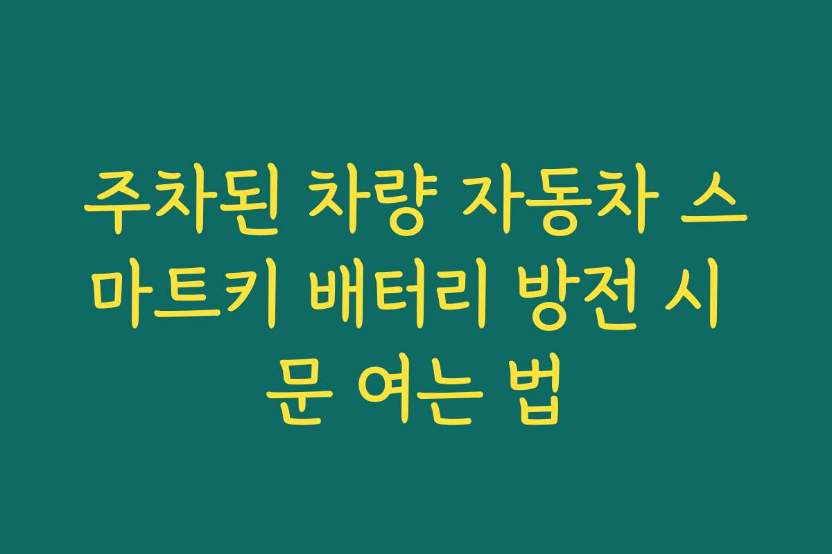 주차된 차량 자동차 스마트키 배터리 방전 시 문 여는 법