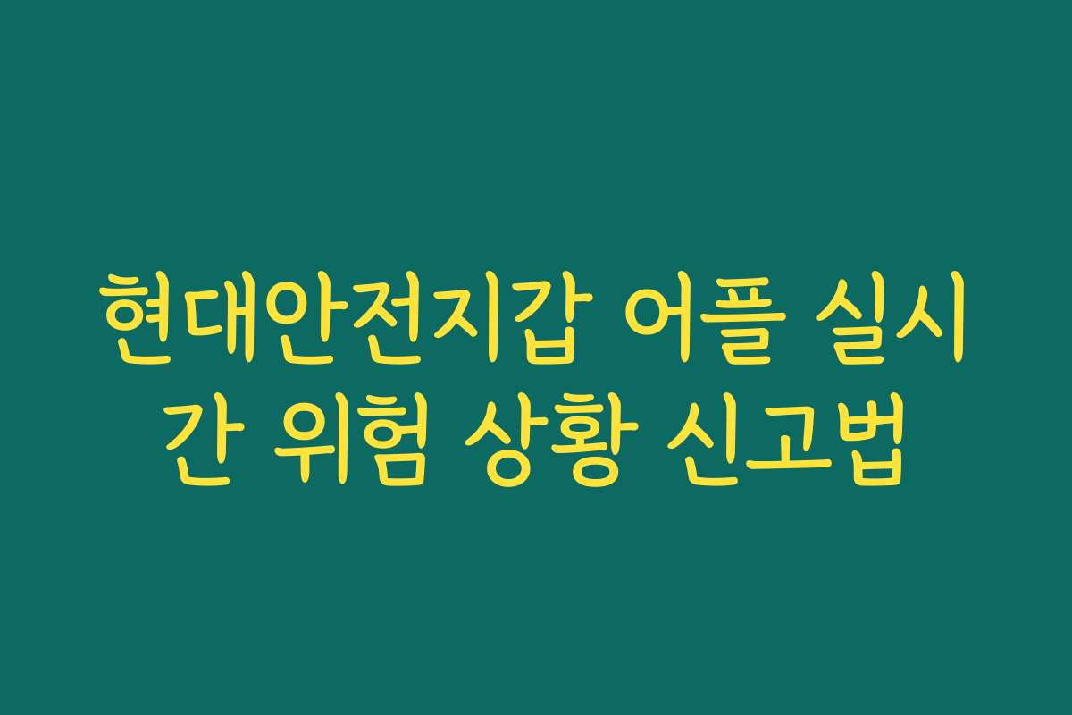 현대안전지갑 어플 실시간 위험 상황 신고법