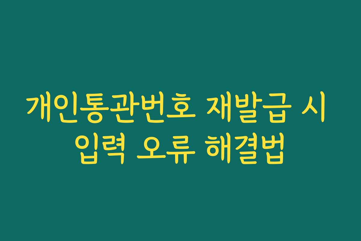 개인통관번호 재발급 시 입력 오류 해결법