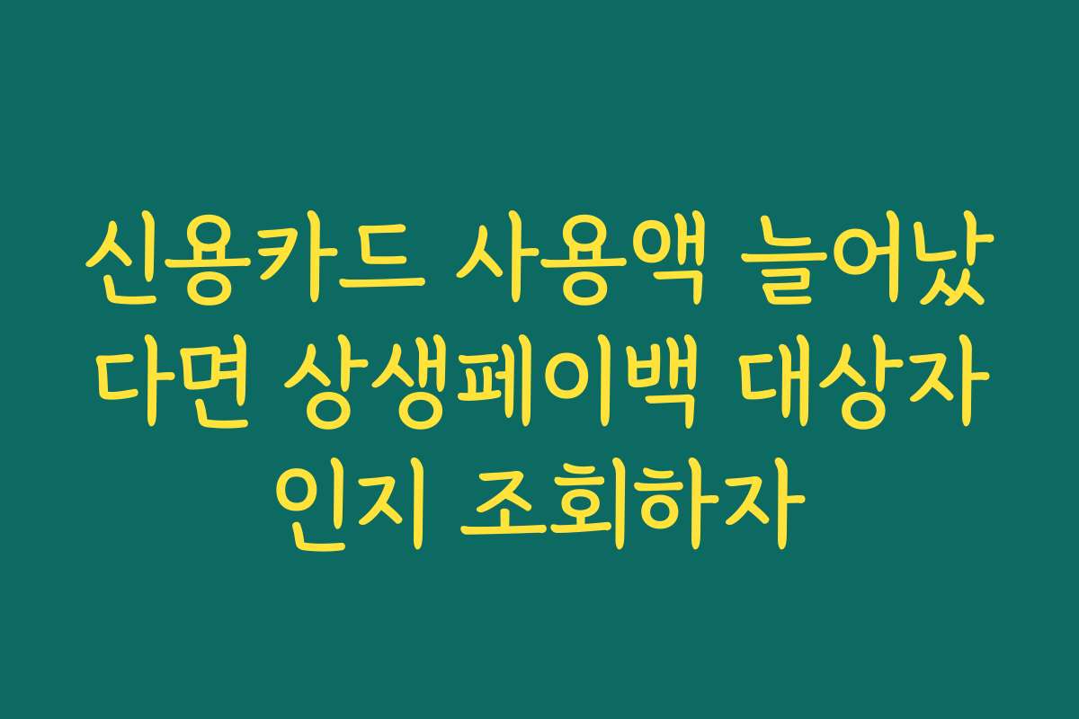 신용카드 사용액 늘어났다면 상생페이백 대상자인지 조회하자