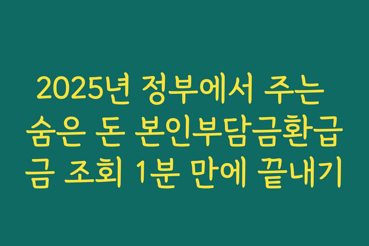 2025년 정부에서 주는 숨은 돈 본인부담금환급금 조회 1분 만에 끝내기