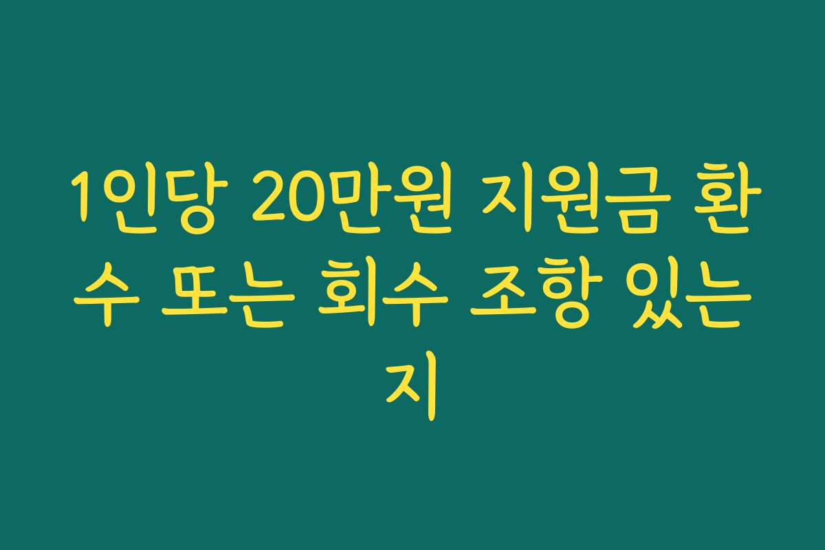 1인당 20만원 지원금 환수 또는 회수 조항 있는지