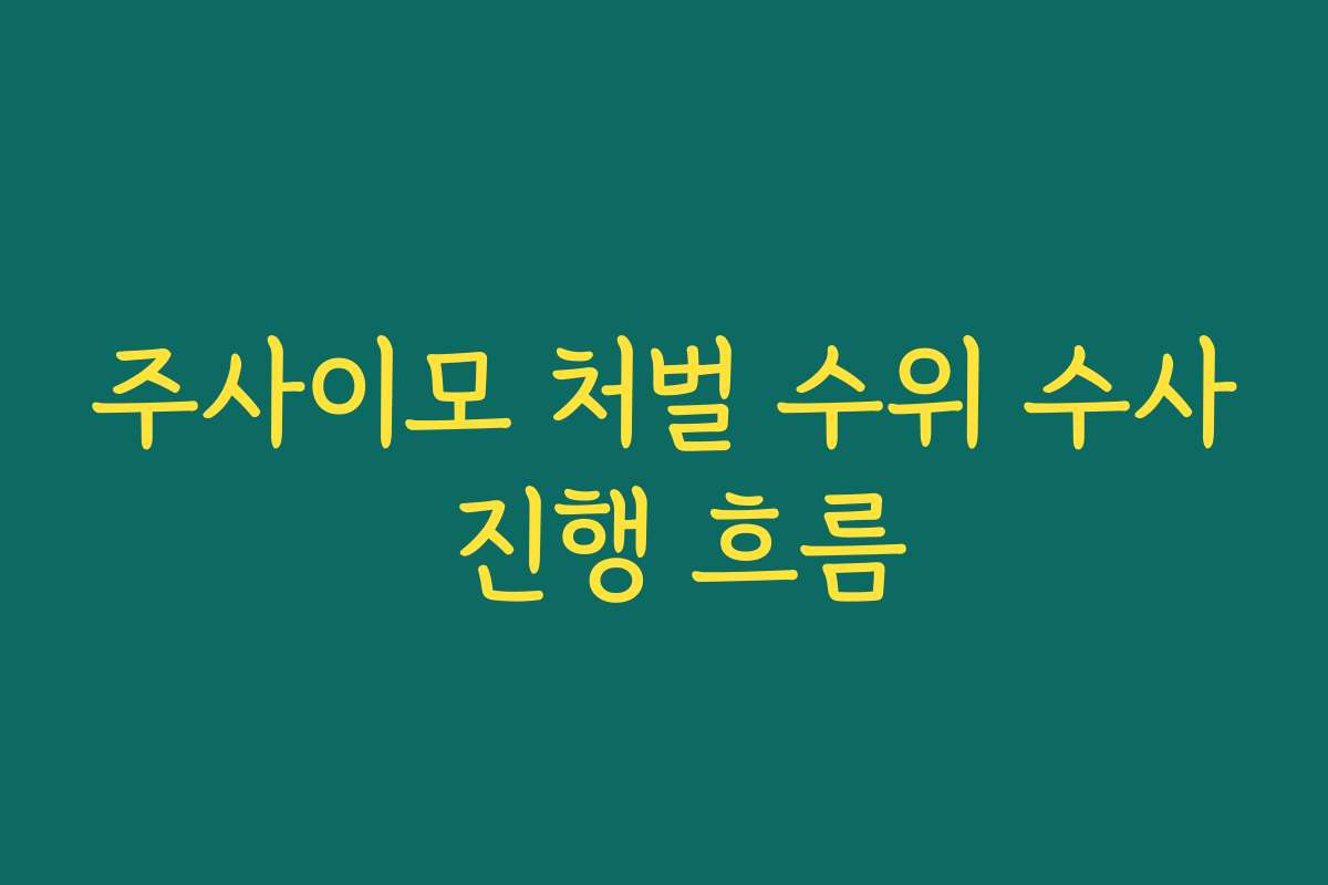 주사이모 처벌 수위 수사 진행 흐름