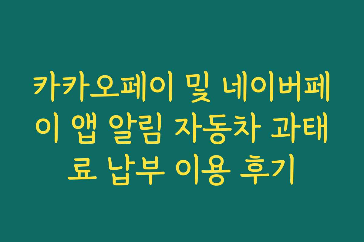 카카오페이 및 네이버페이 앱 알림 자동차 과태료 납부 이용 후기