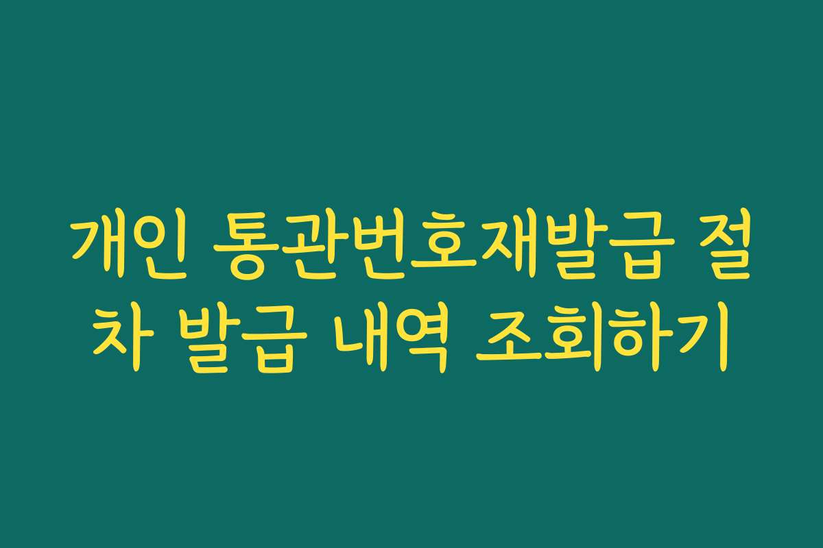 개인 통관번호재발급 절차 발급 내역 조회하기