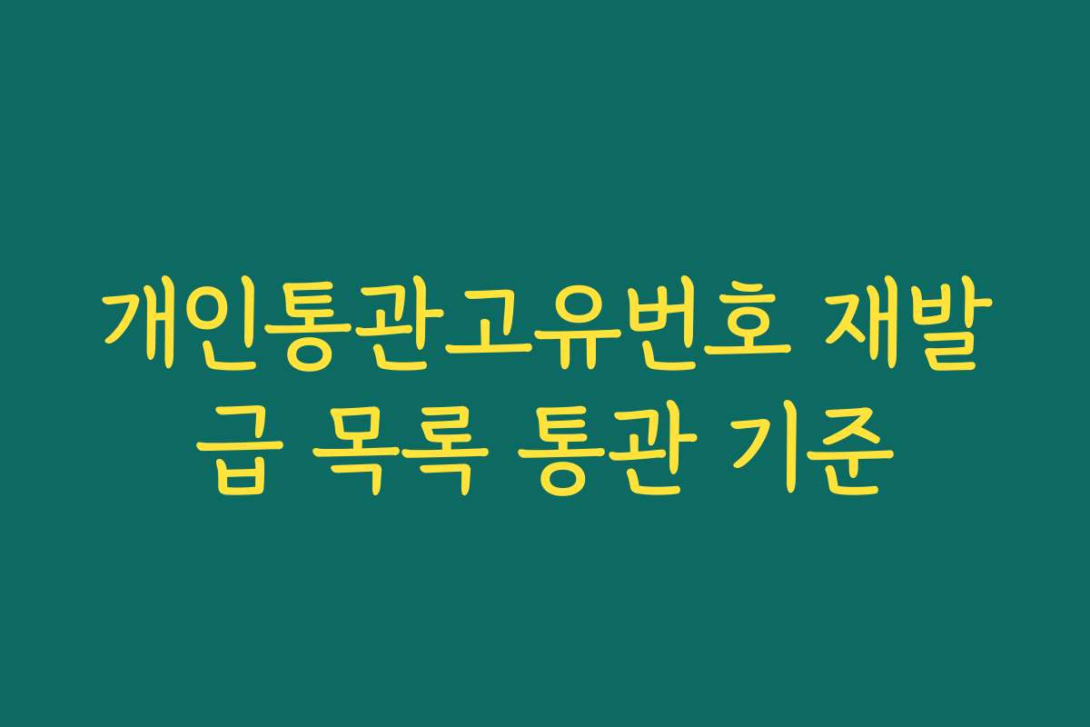 개인통관고유번호 재발급 목록 통관 기준