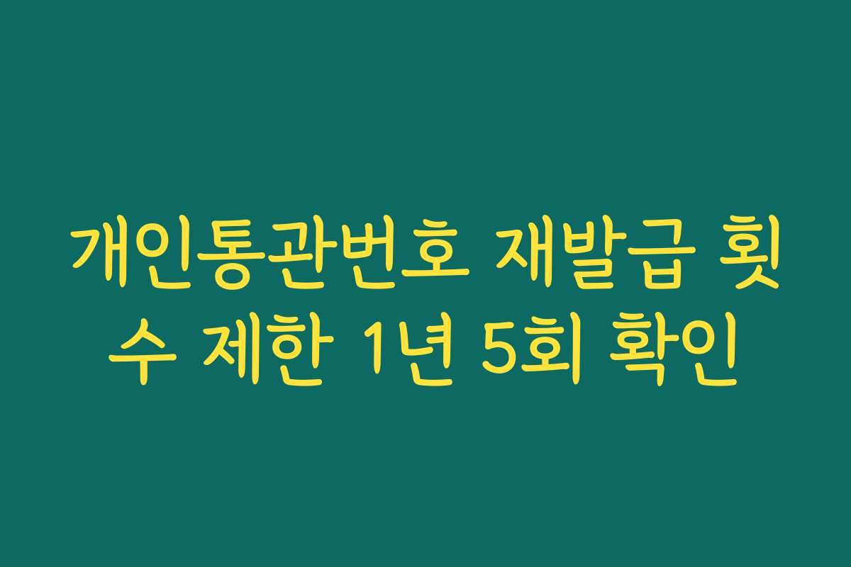 개인통관번호 재발급 횟수 제한 1년 5회 확인