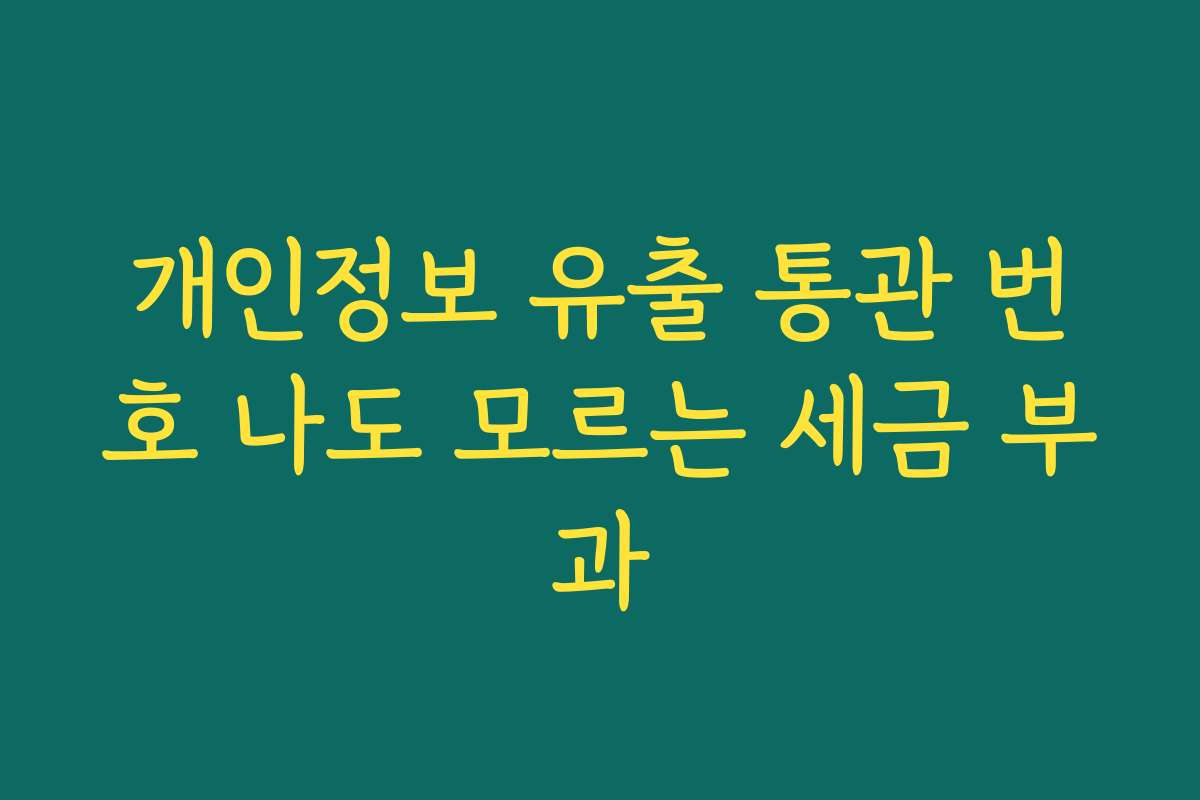 개인정보 유출 통관 번호 나도 모르는 세금 부과