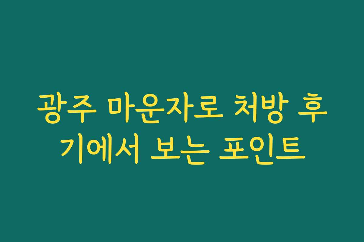 광주 마운자로 처방 후기에서 보는 포인트