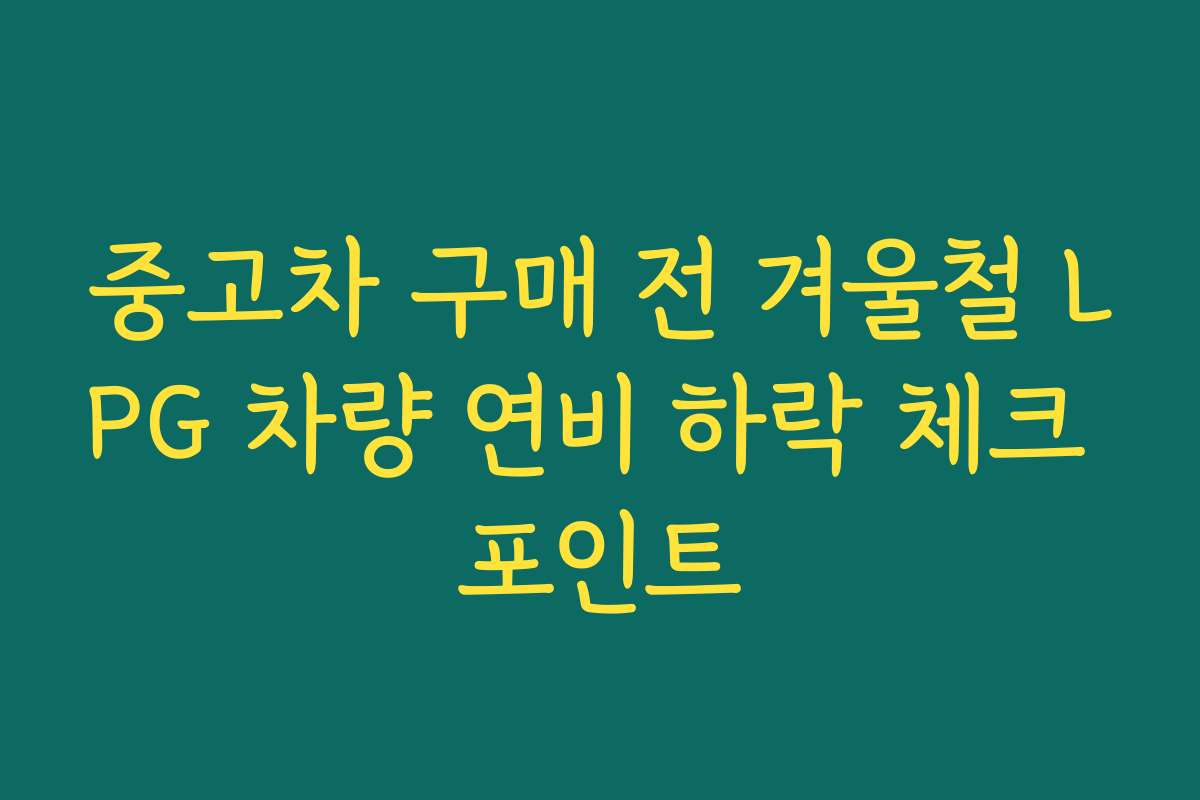 중고차 구매 전 겨울철 LPG 차량 연비 하락 체크 포인트