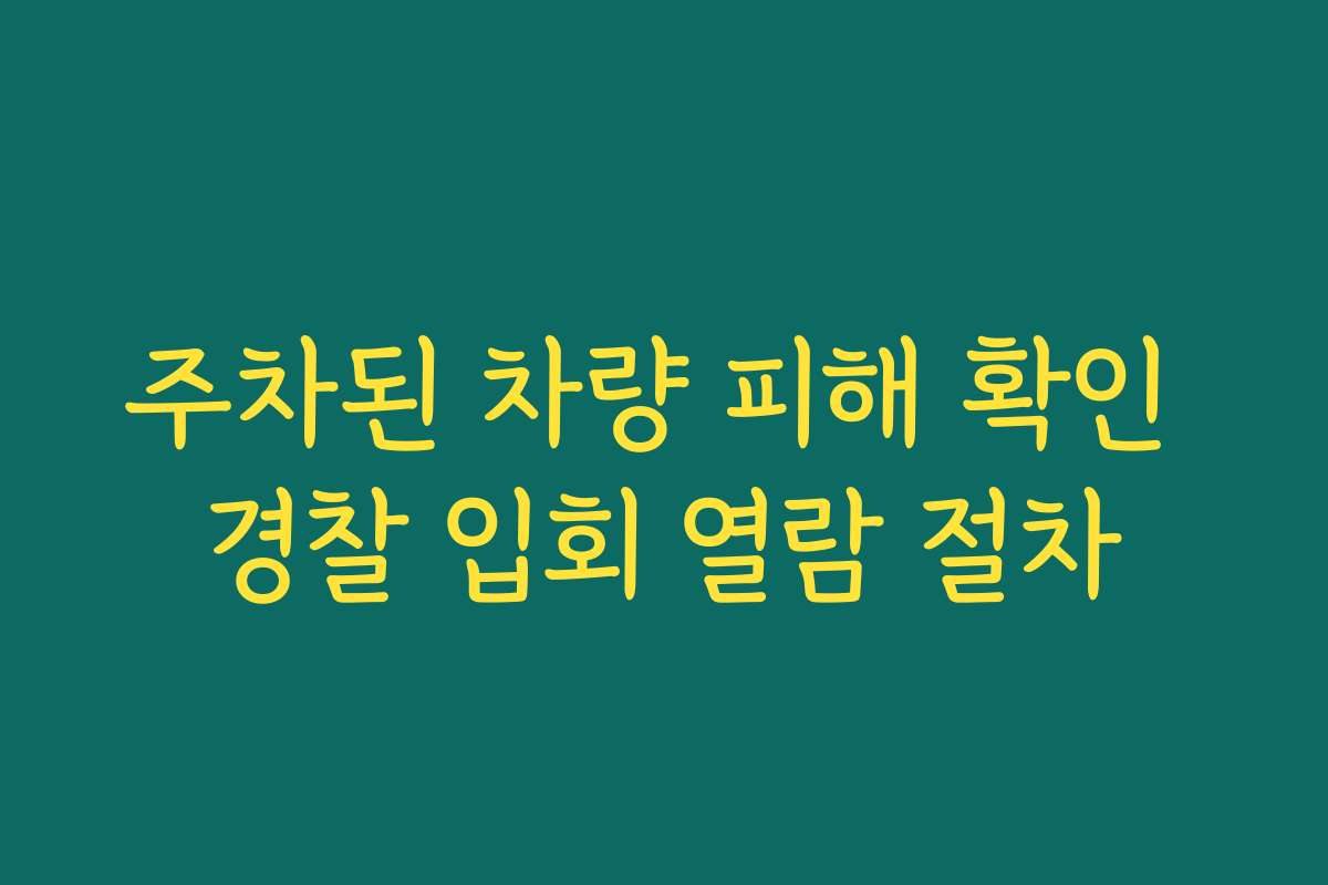 주차된 차량 피해 확인 경찰 입회 열람 절차