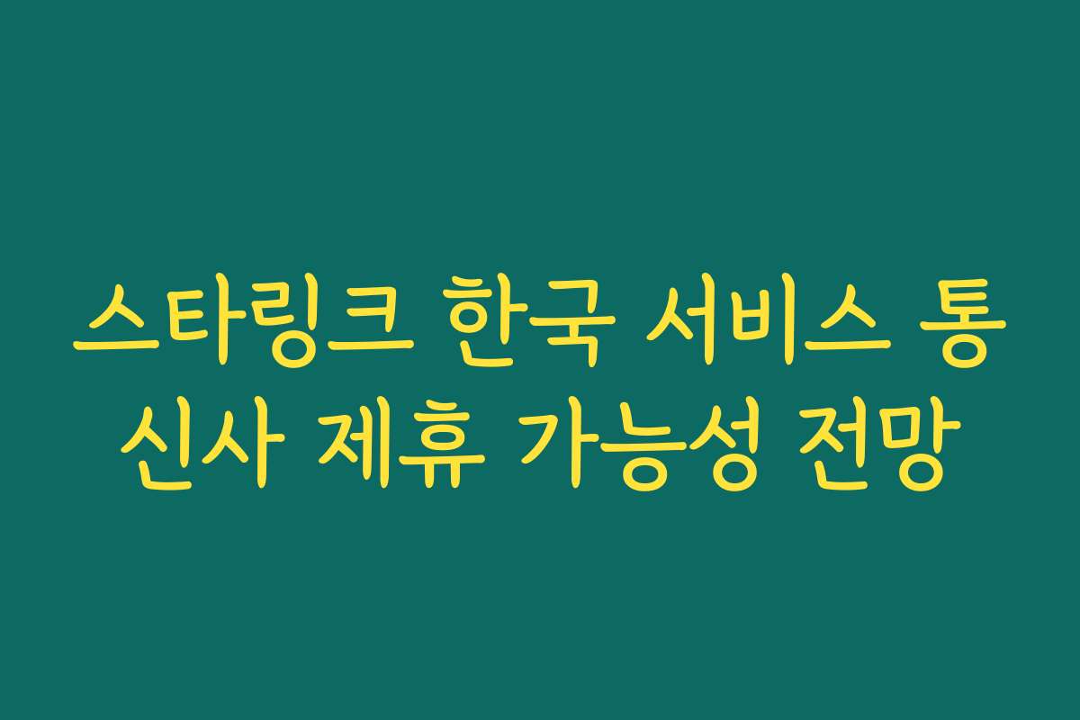 스타링크 한국 서비스 통신사 제휴 가능성 전망