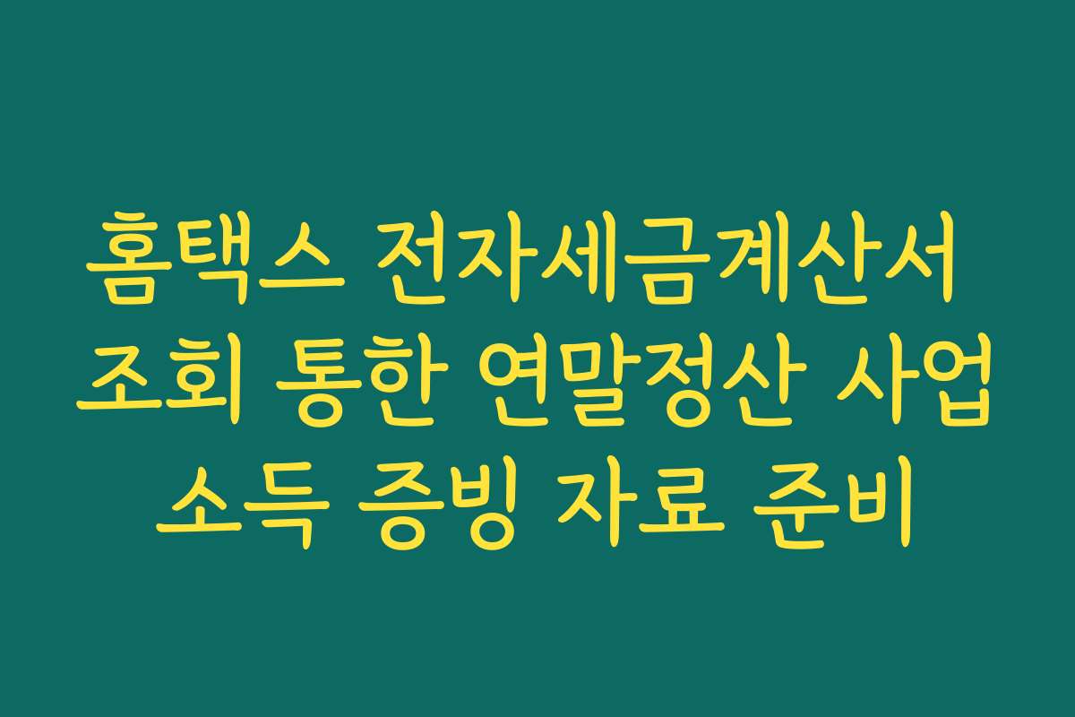 홈택스 전자세금계산서 조회 통한 연말정산 사업소득 증빙 자료 준비