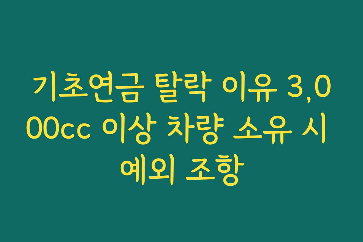 기초연금 탈락 이유 3,000cc 이상 차량 소유 시 예외 조항