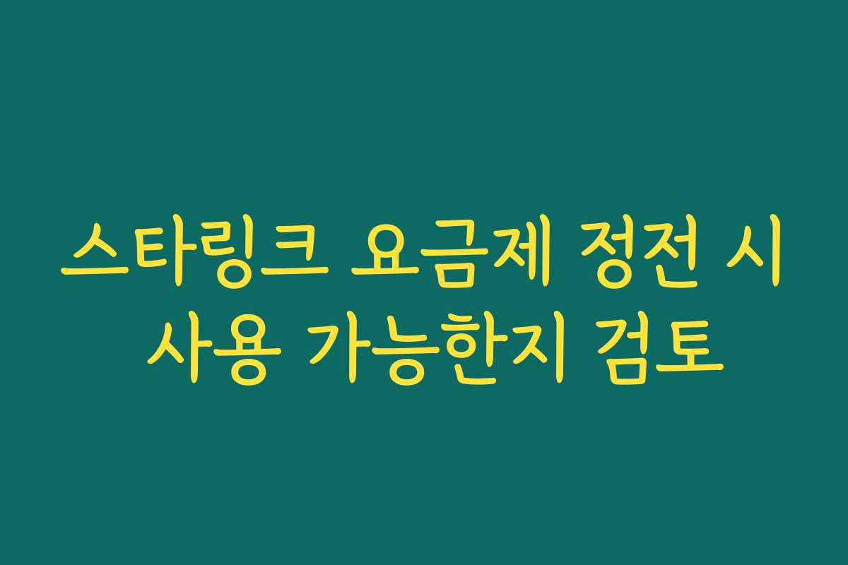 스타링크 요금제 정전 시 사용 가능한지 검토