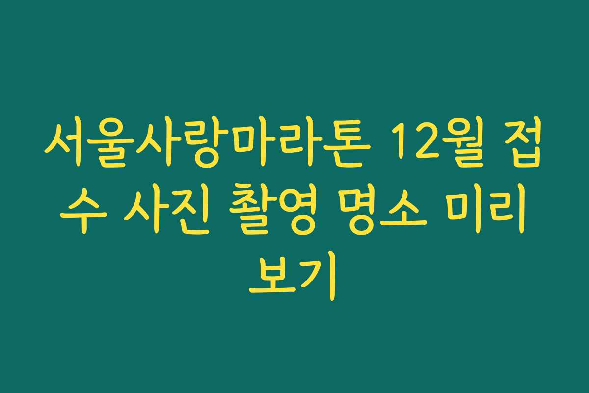 서울사랑마라톤 12월 접수 사진 촬영 명소 미리보기