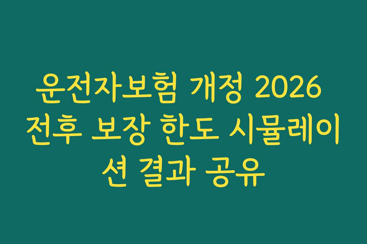 운전자보험 개정 2026 전후 보장 한도 시뮬레이션 결과 공유