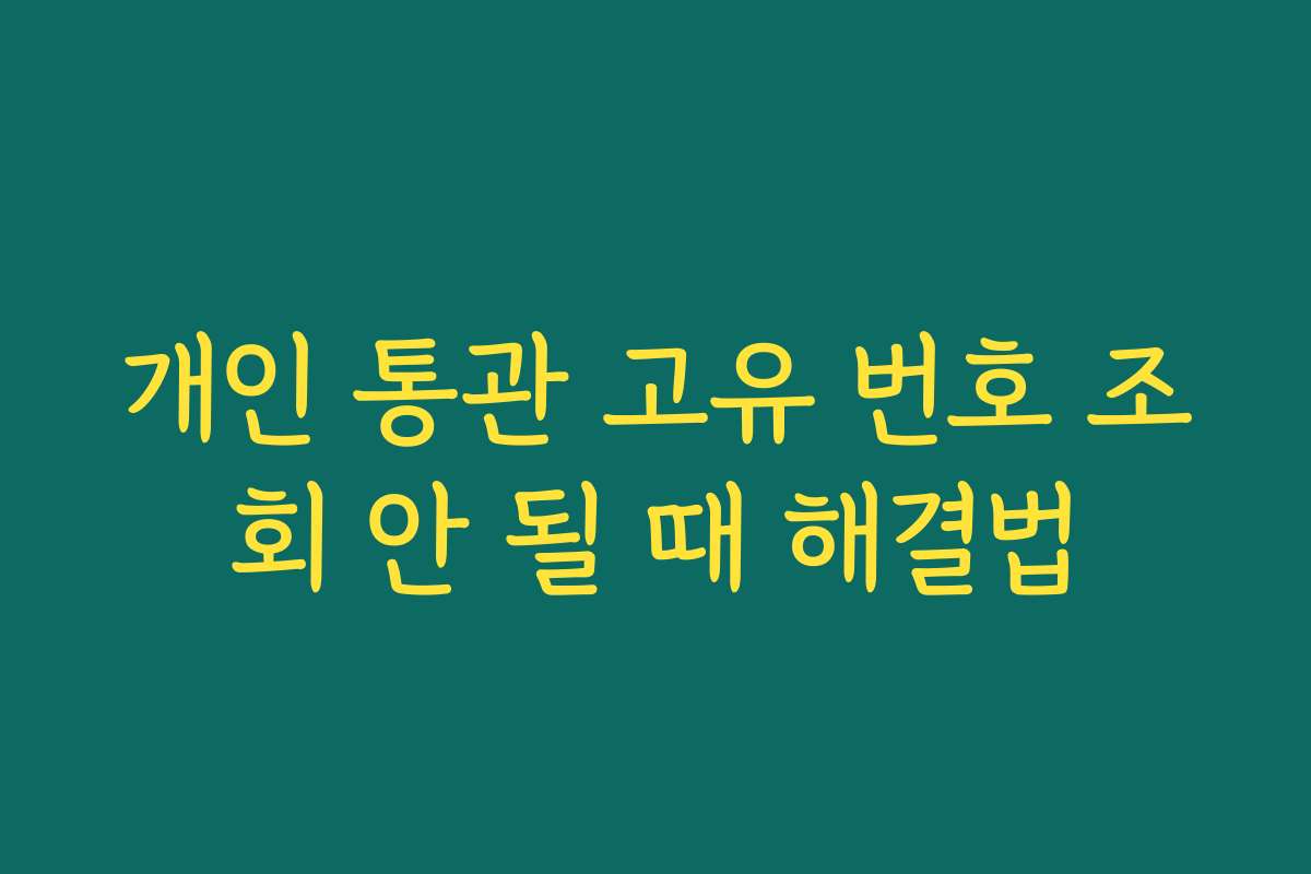 개인 통관 고유 번호 조회 안 될 때 해결법
