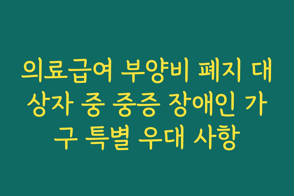 의료급여 부양비 폐지 대상자 중 중증 장애인 가구 특별 우대 사항