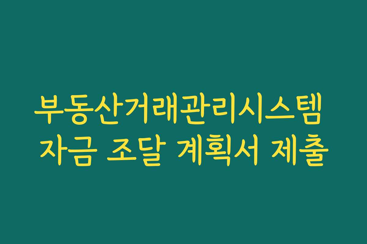 부동산거래관리시스템 자금 조달 계획서 제출