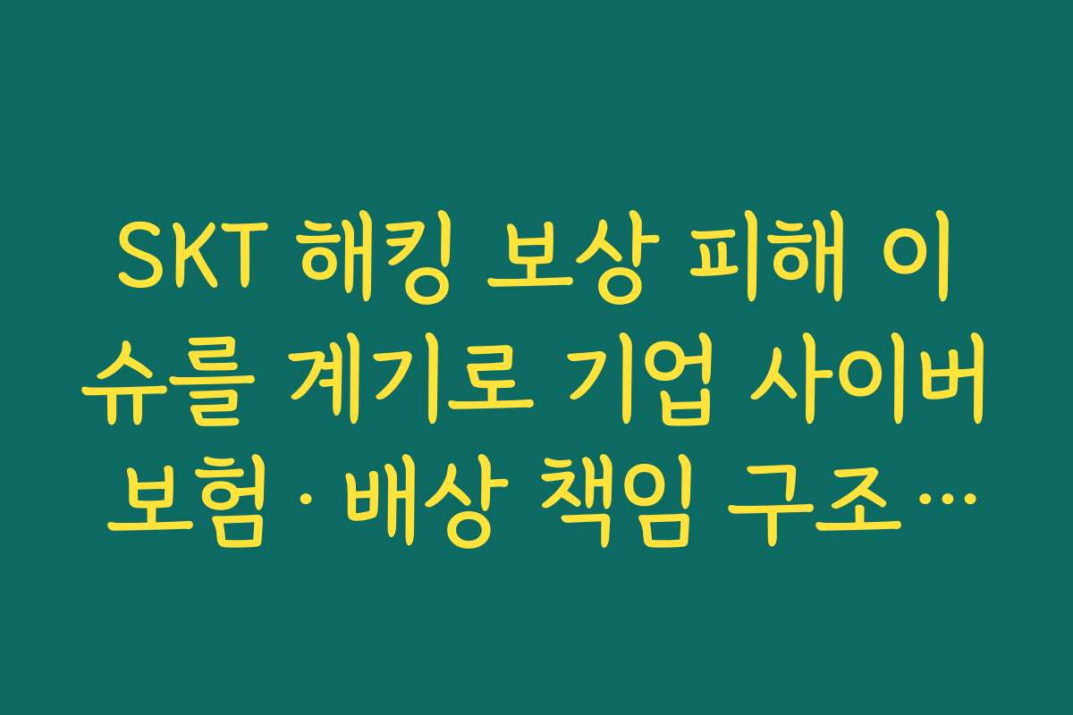 SKT 해킹 보상 피해 이슈를 계기로 기업 사이버 보험·배상 책임 구조 들여다보기