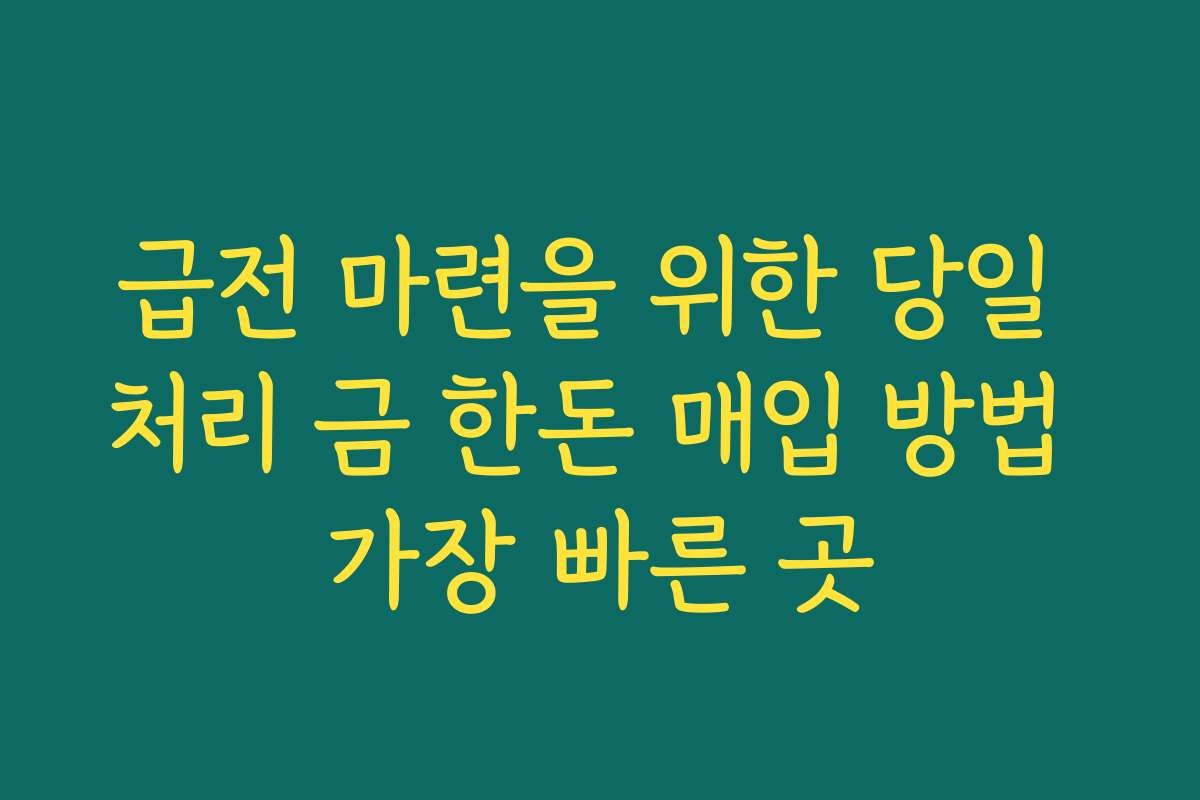 급전 마련을 위한 당일 처리 금 한돈 매입 방법 가장 빠른 곳
