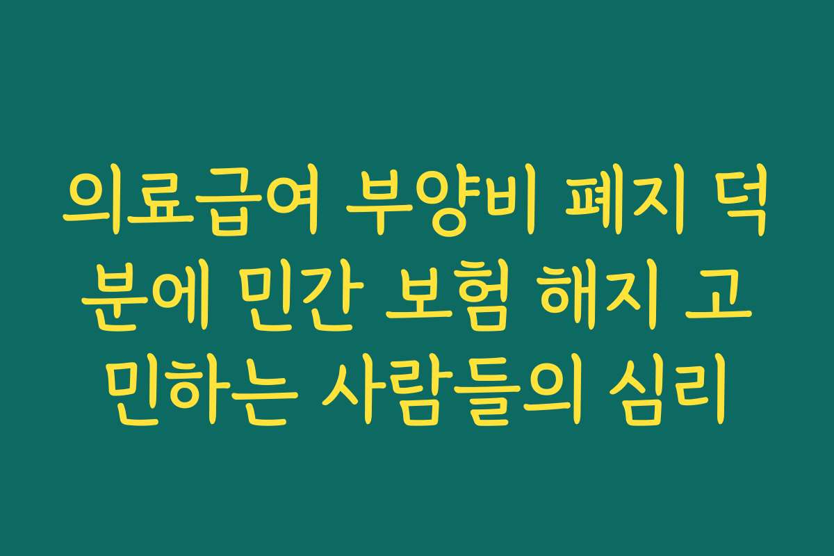 의료급여 부양비 폐지 덕분에 민간 보험 해지 고민하는 사람들의 심리