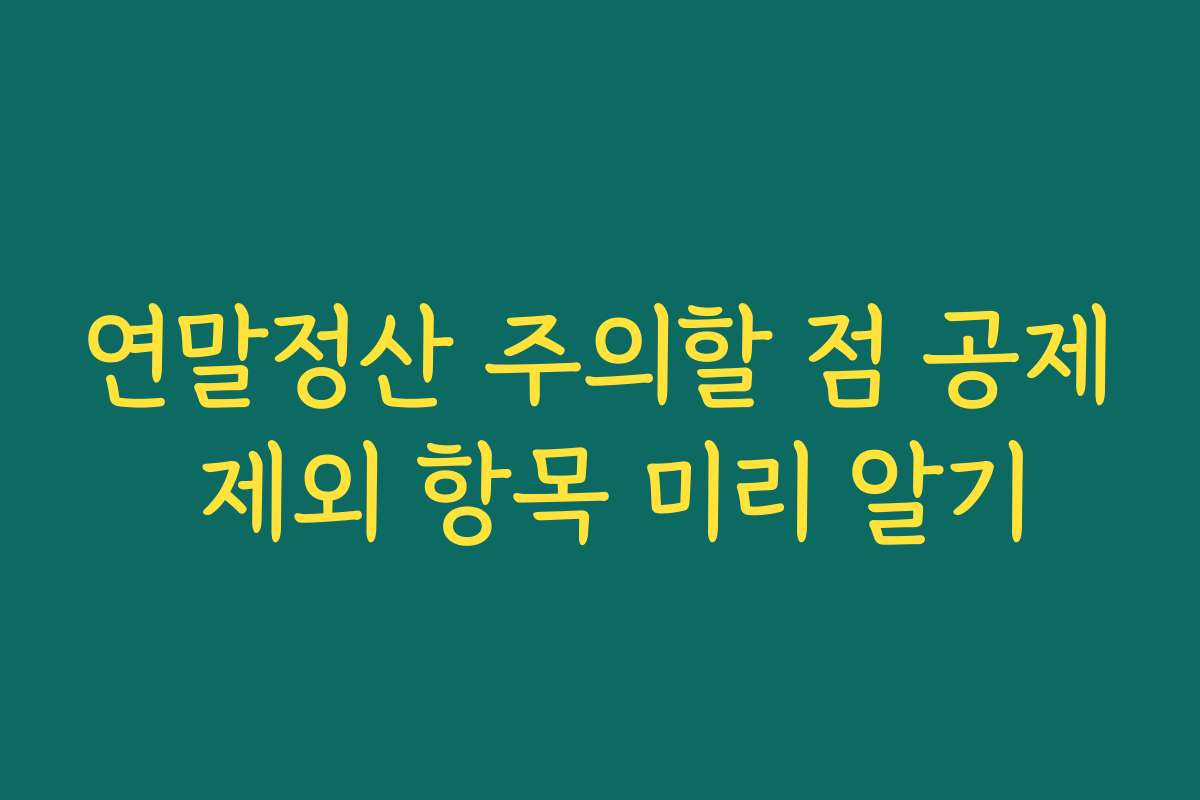 연말정산 주의할 점 공제 제외 항목 미리 알기