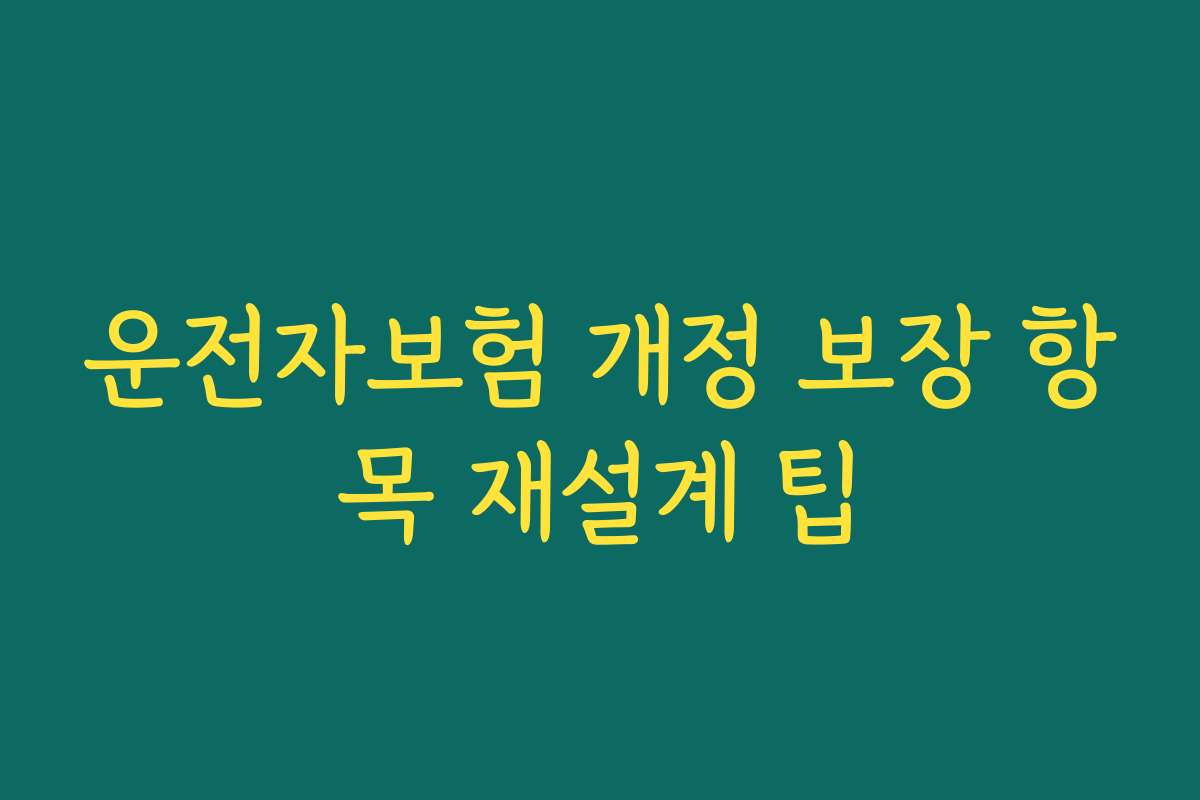 운전자보험 개정 보장 항목 재설계 팁
