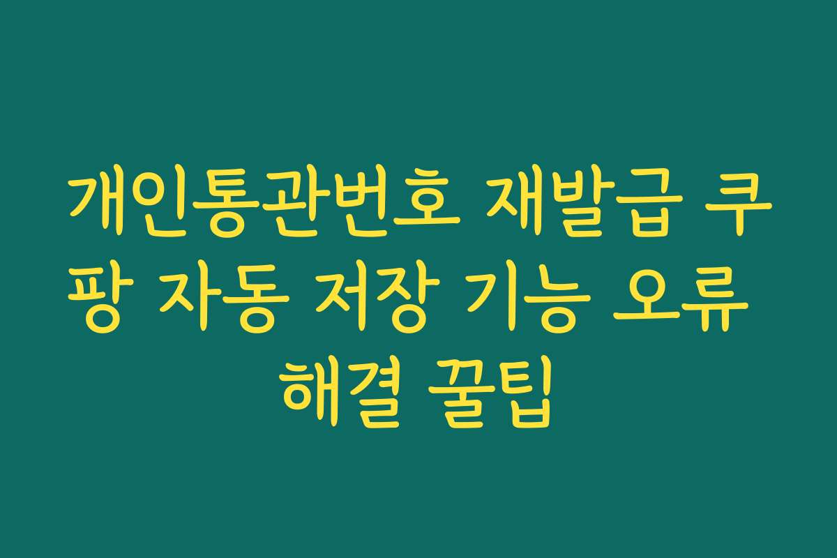 개인통관번호 재발급 쿠팡 자동 저장 기능 오류 해결 꿀팁