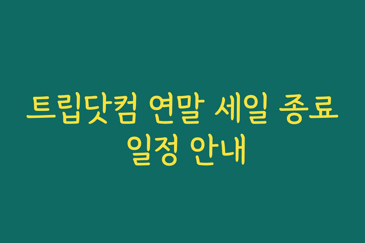 트립닷컴 연말 세일 종료 일정 안내