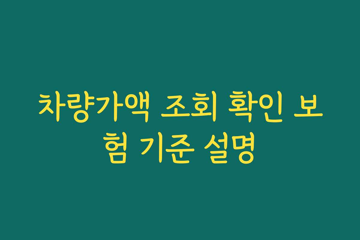 차량가액 조회 확인 보험 기준 설명