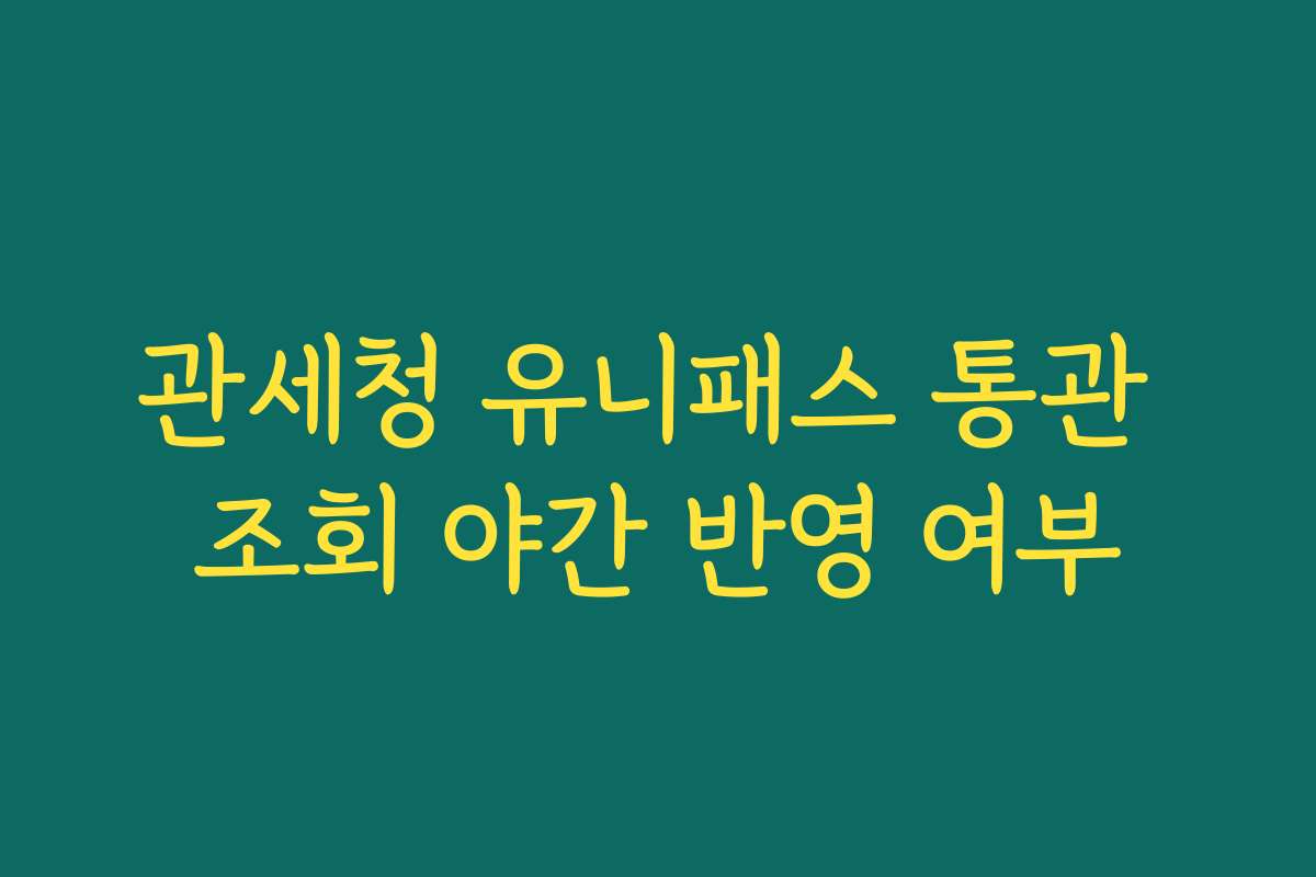 관세청 유니패스 통관 조회 야간 반영 여부