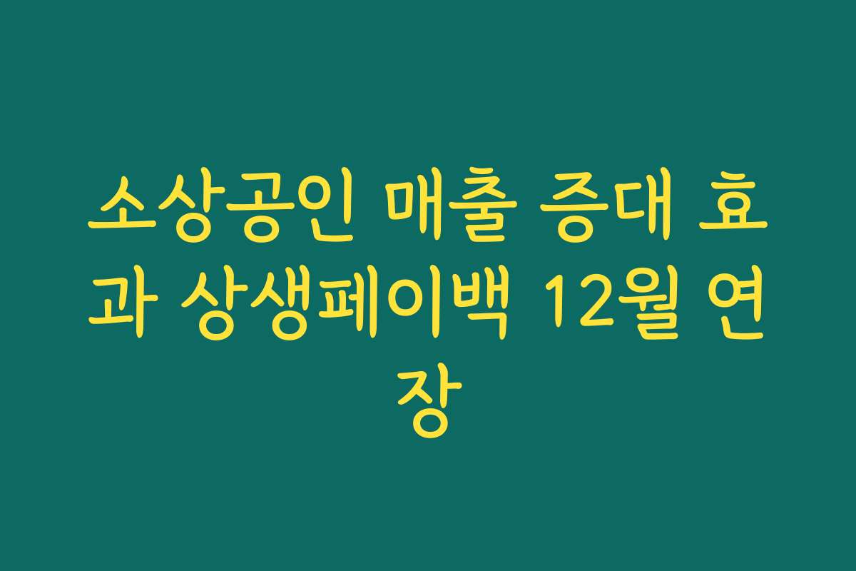 소상공인 매출 증대 효과 상생페이백 12월 연장