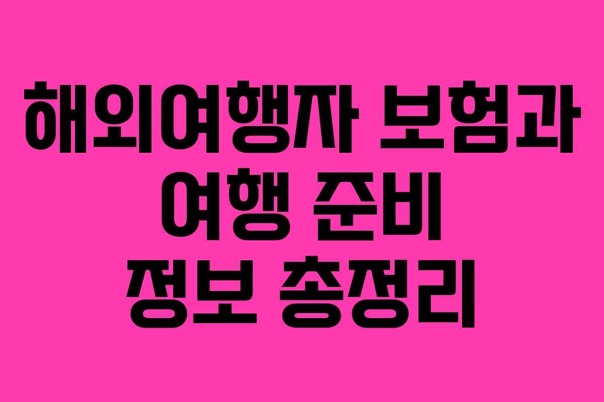 해외여행자 보험과 여행 준비 정보 총정리