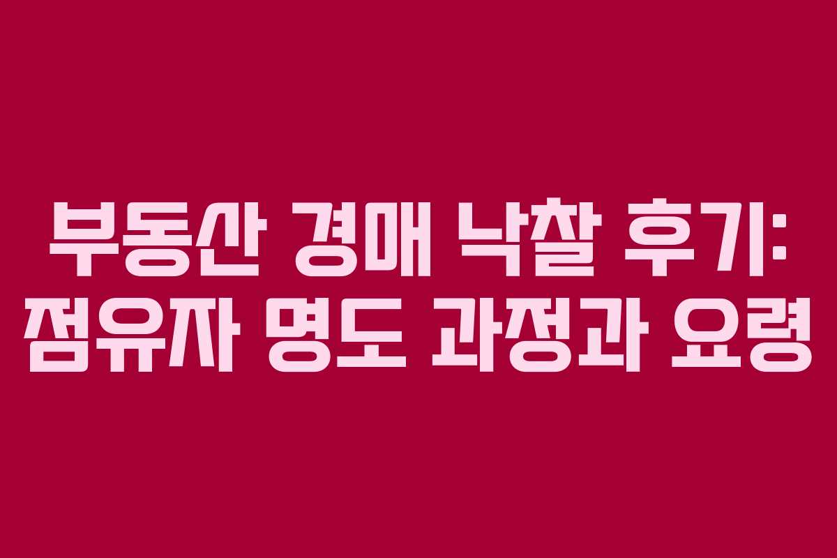 부동산 경매 낙찰 후기: 점유자 명도 과정과 요령