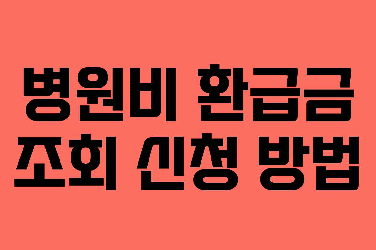 병원비 환급금 조회 신청 방법