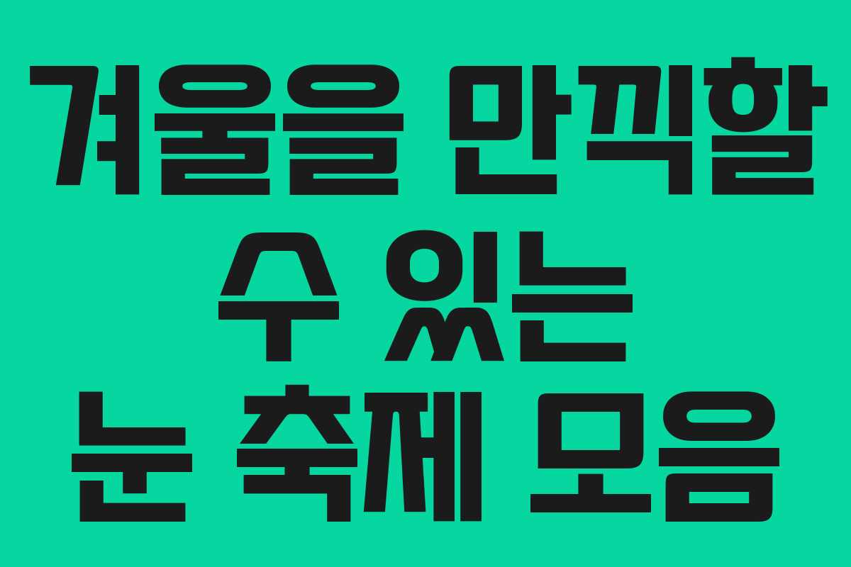 겨울을 만끽할 수 있는 눈 축제 모음