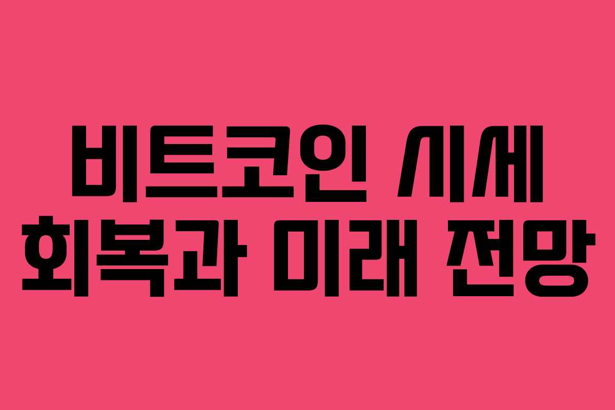 비트코인 시세 회복과 미래 전망