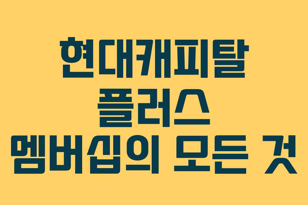 현대캐피탈 플러스 멤버십의 모든 것