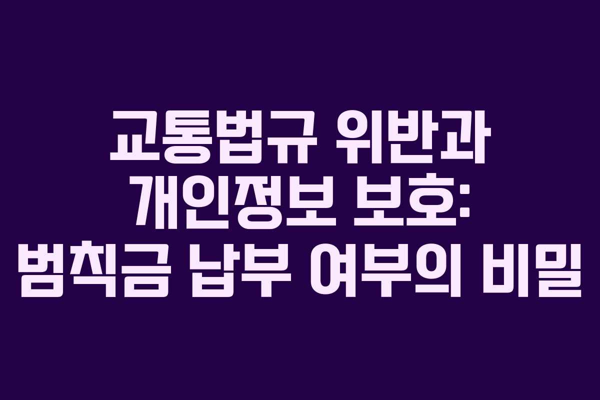 교통법규 위반과 개인정보 보호: 범칙금 납부 여부의 비밀