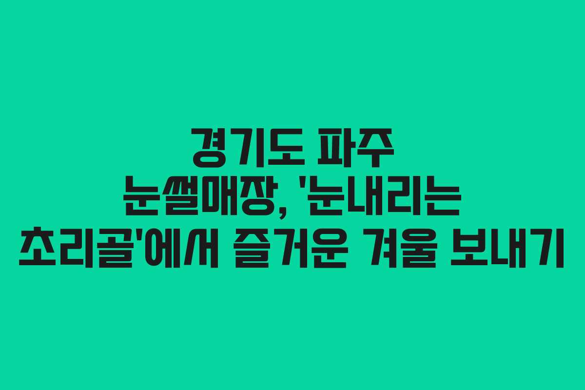 경기도 파주 눈썰매장, ‘눈내리는 초리골’에서 즐거운 겨울 보내기
