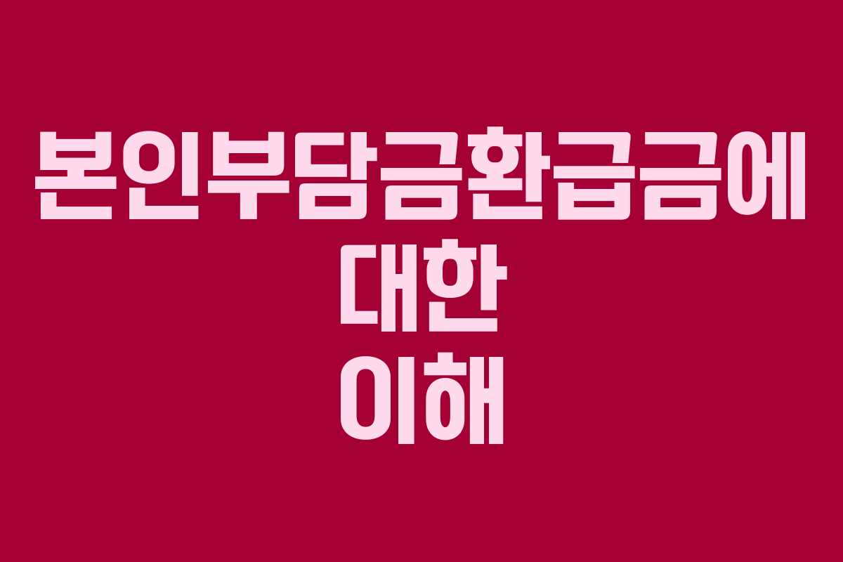 본인부담금환급금에 대한 이해