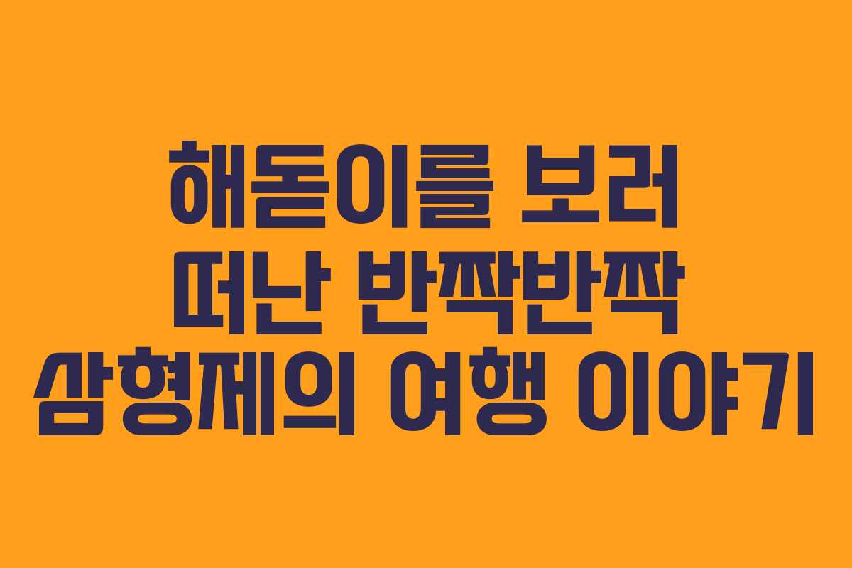 해돋이를 보러 떠난 반짝반짝 삼형제의 여행 이야기
