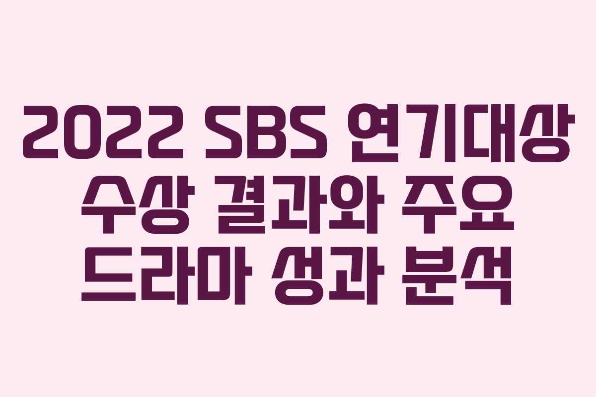 2022 SBS 연기대상 수상 결과와 주요 드라마 성과 분석