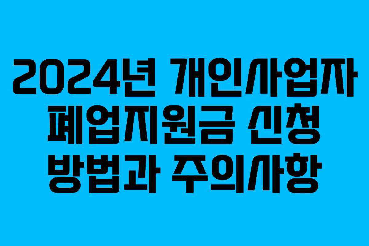 2024년 개인사업자 폐업지원금 신청 방법과 주의사항