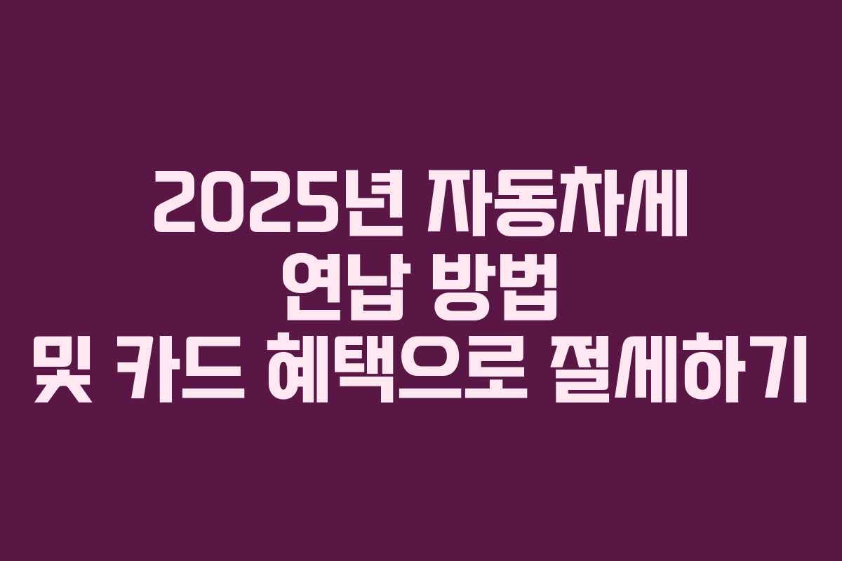 2025년 자동차세 연납 방법 및 카드 혜택으로 절세하기